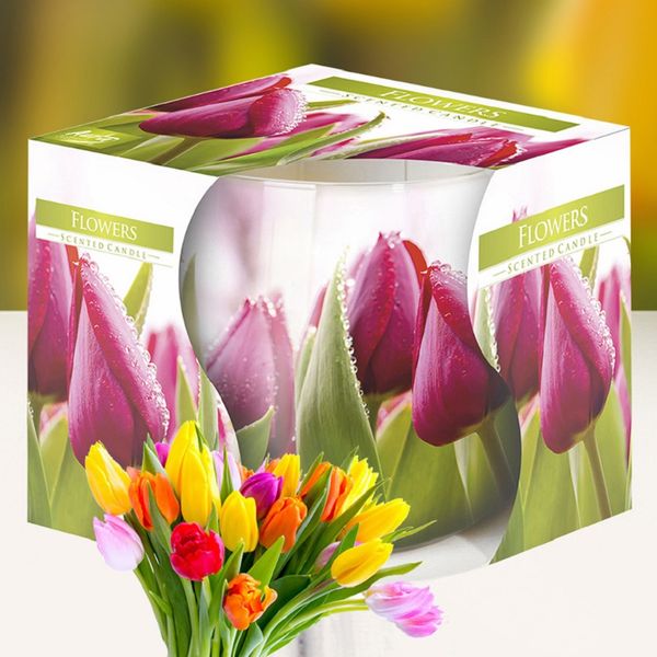 Ly nến thơm Bispol BIS4079 Flowers 100g (Hương hoa tulips)