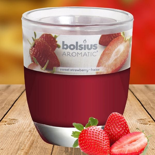 Ly nến thơm Bolsius BOL7563 Strawberry 295g (Hương dâu tây)