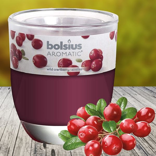 Ly nến thơm Bolsius BOL7846 Wild Cranberry 295g (Hương việt quất hoang dã)