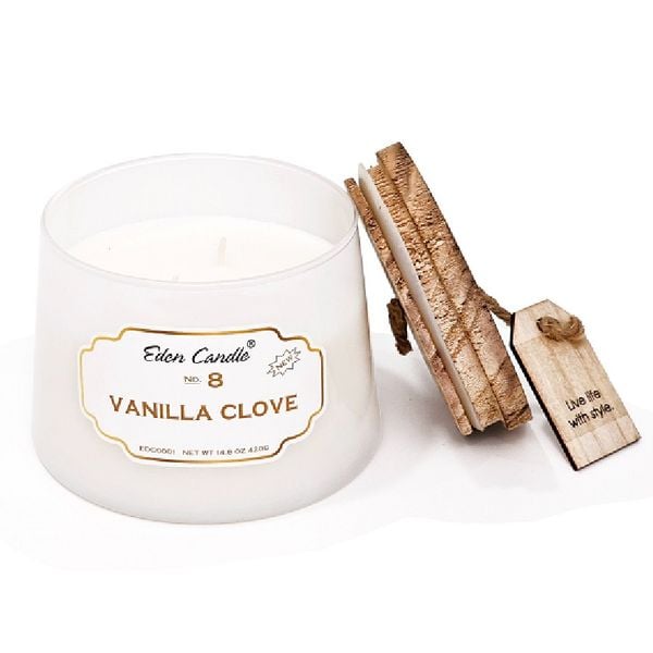 Nến thơm Vanilla Clove Eden Candle FTRAMART EDC0001 (No. 8, Hũ 420gr)