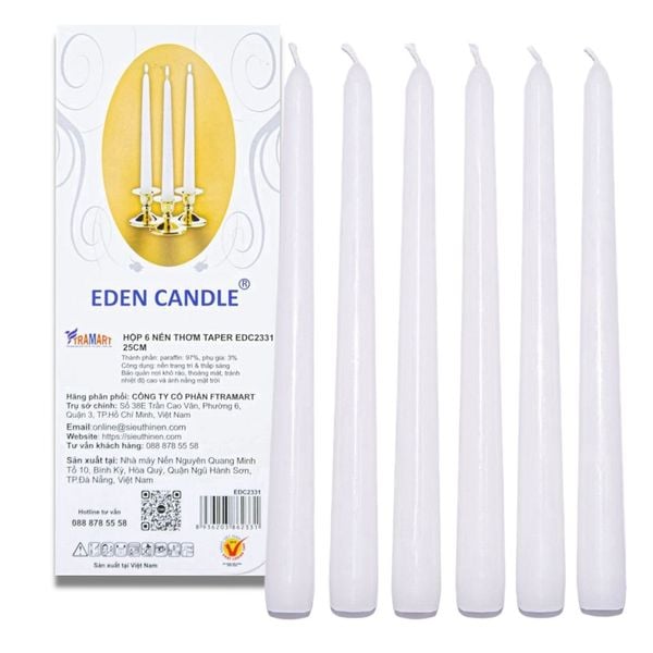 Hộp 6 nến thơm taper Eden Candle FTRAMART EDC2331 25 cm