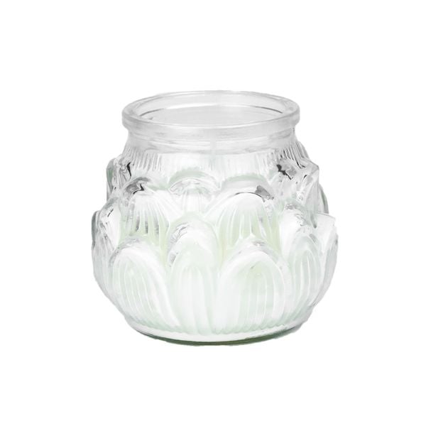 Hũ nến thơm hình hoa sen Lucky Prayer EDC0702 cháy 80 giờ (Trắng, Có nắp đậy)