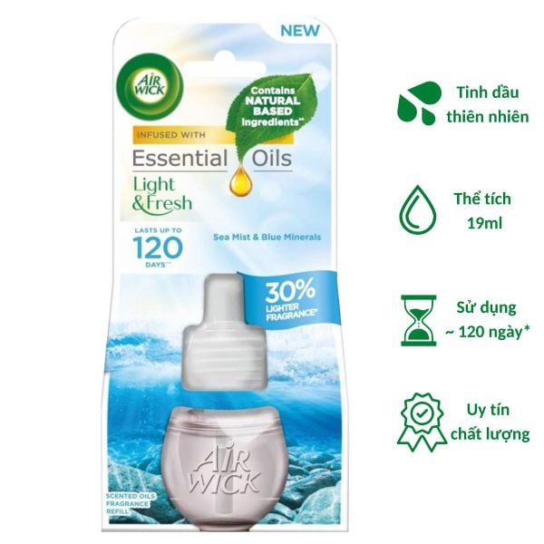 Chai tinh dầu cắm điện Air Wick Refill AWK3165 Sea Mist & Blue Minerals 19ml (Hương gió biển)