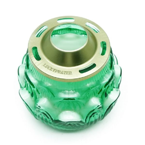 Hũ nến thơm hình hoa sen Lucky Prayer EDC0702 cháy 80 giờ (Xanh lá, Có nắp đậy)