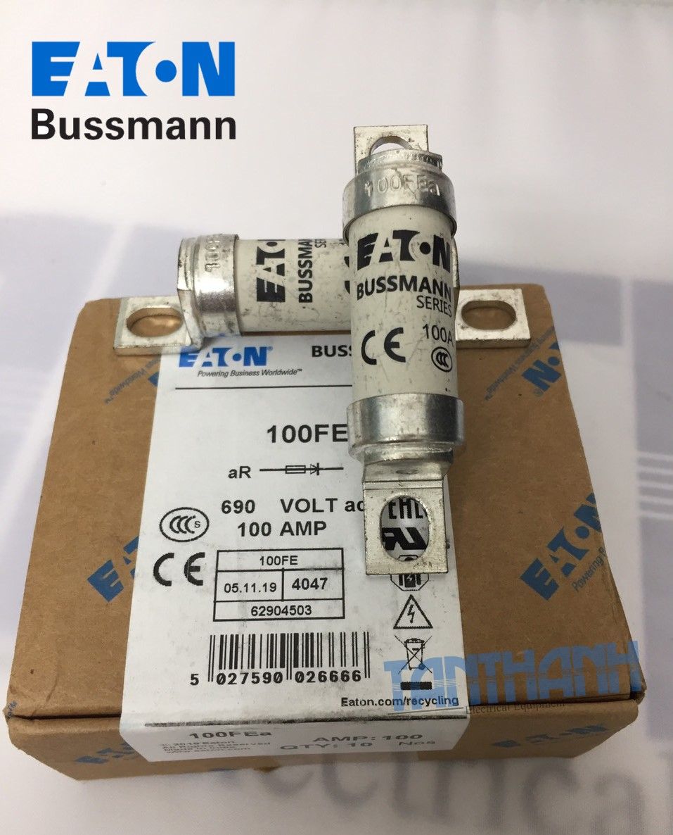 Lot De 10 Fusibles 100A 690V Eaton Bussmann 100FEa - Tubes Fusibles BS88:4