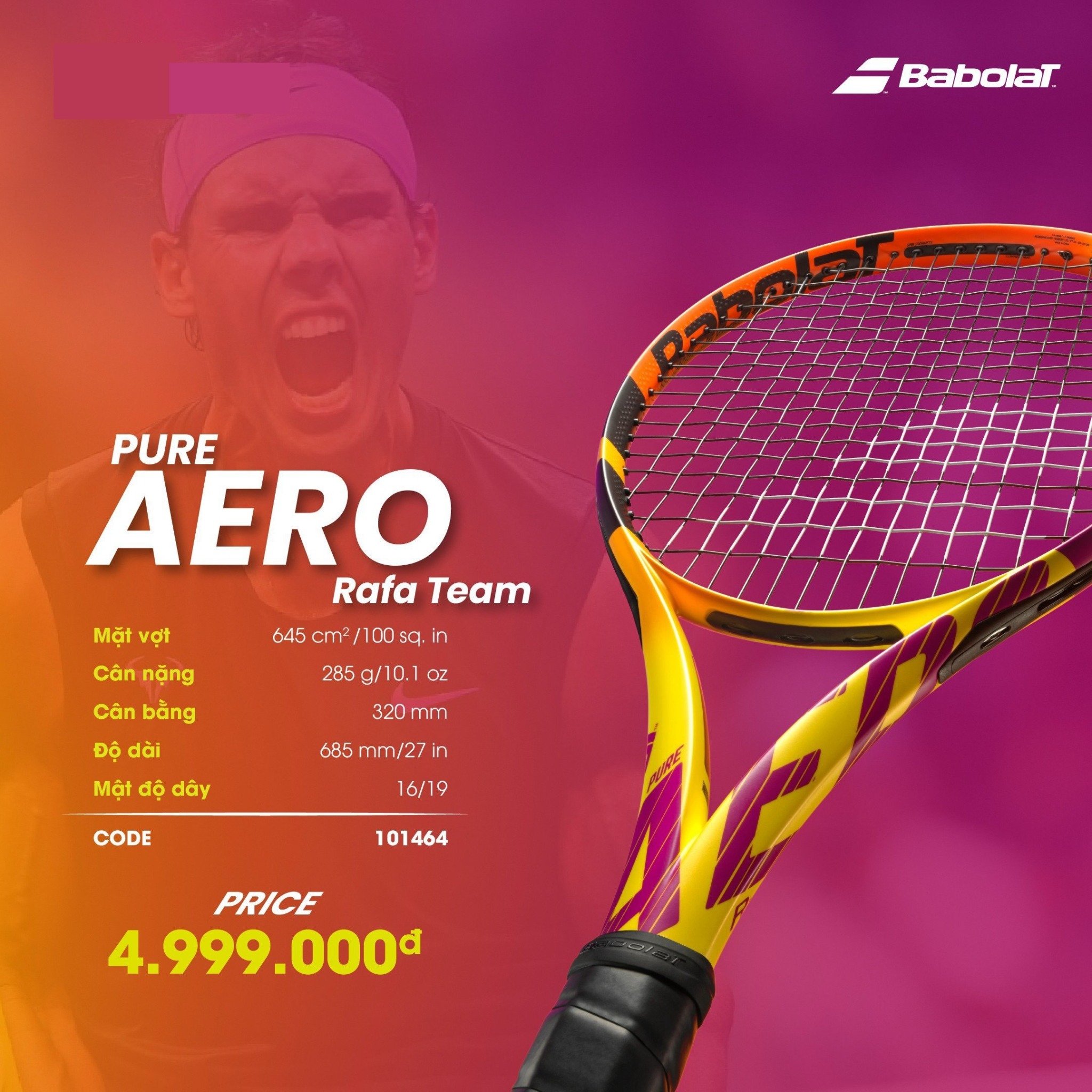 V T TENNIS BABOLAT PURE AERO RAFA TEAM 285G TH THAO PH NG SPORT