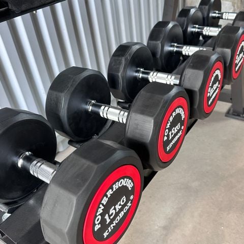 Tạ tay đơn KINGBOX chính hãng gang bọc cao su vát cạnh (70.000/1 kg)