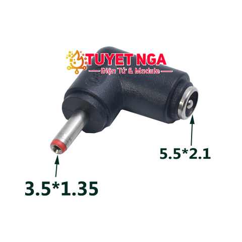 Đầu Chuyển DC 3.5x1.35mm sang 5.5x2.1mm Cong 90 Độ