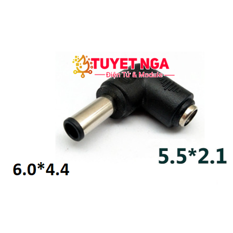 Đầu Chuyển DC 6.0x4.4mm sang 5.5x2.1mm Cong 90 Độ