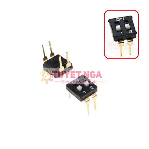 Công Tắc Gạt 2 Bit Dip Switch 2.54mm Màu Đen