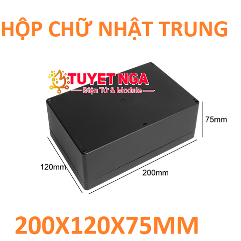 Hộp Chữ Nhật Trung Đen 200x120x75mm