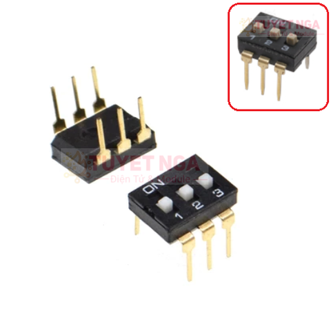 Công Tắc Gạt 3 Bit Dip Switch 2.54mm Màu Đen