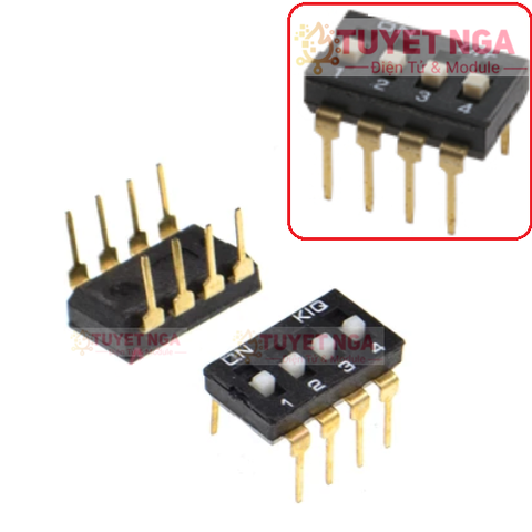 Công Tắc Gạt 4 Bit Dip Switch 2.54mm Màu Đen