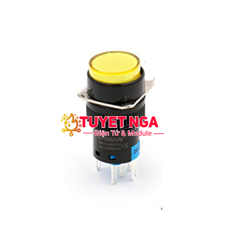 LA16-11D Nút Nhấn Nhả Vàng 16mm 24V