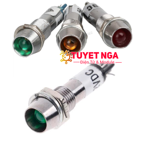 Đèn Báo Kim Loại Xanh 8mm 12V