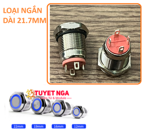 12mm Nút Nhấn Nhả Kim Loại Xanh Dương V2