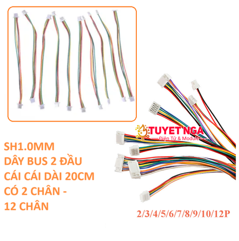 SH1.0mm Dây Bus 3 Pin Dài 20cm (2 đầu)