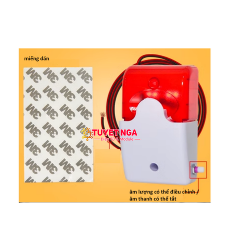 Còi Báo Động Có Đèn Màu Đỏ 12V-85V (có thể điều chỉnh)