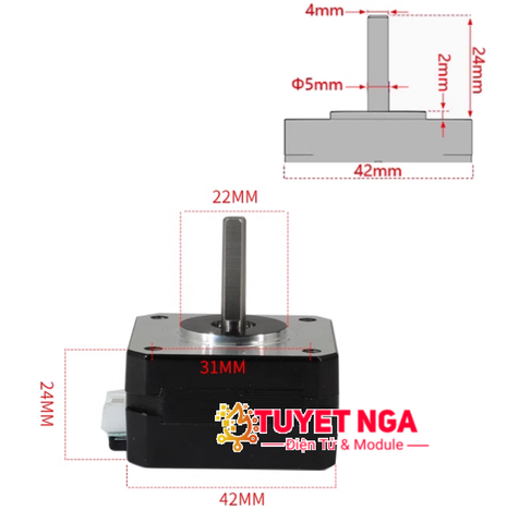 42BYGH24S Step Motor Động Cơ Bước 42 (size 24mm) Nema17