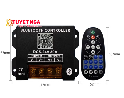 Bộ Điều Khiển Led RGB Từ Xa Remote - Blueooth APP 30A