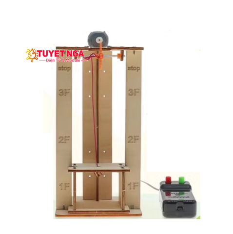 Mô Hình DIY STEM Bộ Lắp Ráp Thang Máy 3 Tầng Gỗ