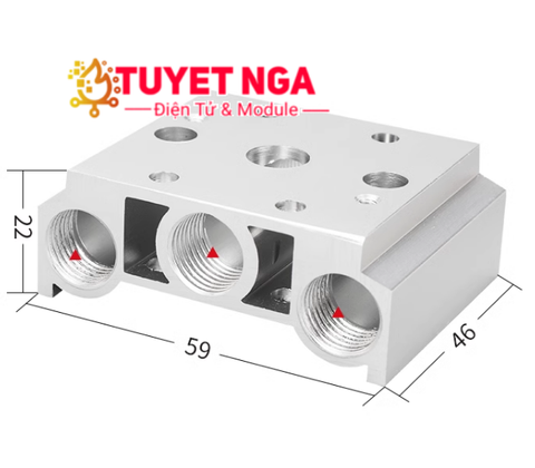 200M-1F Đế Van Điện Từ 5/2 4V210 G1/4 Ren 12.5mm