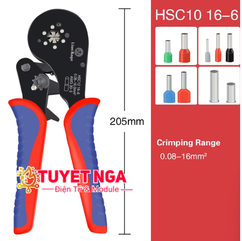 Kềm Bấm Cos Pin Rỗng HSC10 16-6 30-5AWG