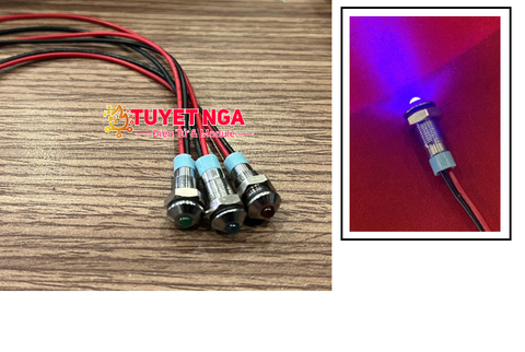 Đèn Báo Kim Loại Chống Nước 12V 6mm Màu Xanh