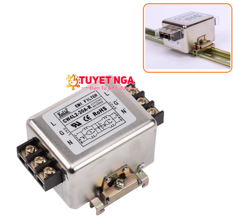 KEILS CW4L2-30A-R Bộ Lọc Nguồn Pha Đơn 115/250V 30A Trượt Ray