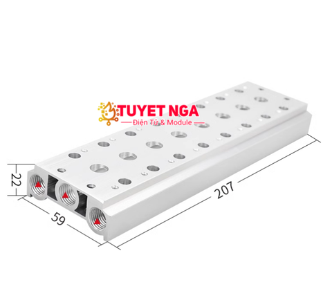 200M-8F Đế Van Điện Từ 5/2 4V210 G1/4 Ren 12.5mm