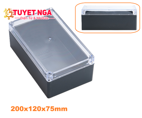 Hộp Chữ Nhật Trung Nắp Trong Đen 200x120x75mm