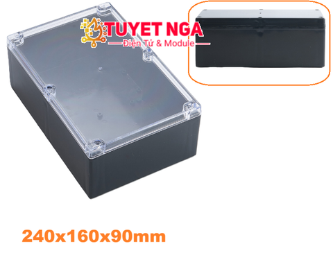 Hộp Chữ Nhật Lớn Đen Nắp Trong 240x160x90mm