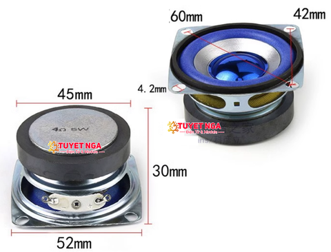 Loa 5W 4R Vuông Xanh (size 52mm)