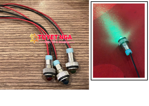 Đèn Báo Kim Loại Chống Nước 12V 8mm Màu Xanh Lá