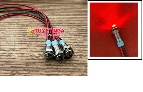 Đèn Báo Kim Loại Chống Nước 12V 6mm Màu Đỏ