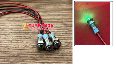 Đèn Báo Kim Loại Chống Nước 12V 6mm Màu Xanh Lá