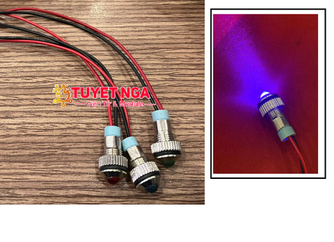 Đèn Báo Kim Loại Chống Nước 12V 8mm Màu Xanh