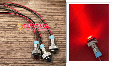 Đèn Báo Kim Loại Chống Nước 12V 8mm Màu Đỏ