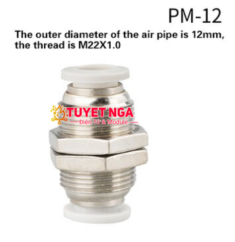 PM-12 Đầu Nối Thẳng Khí Nén 12mm