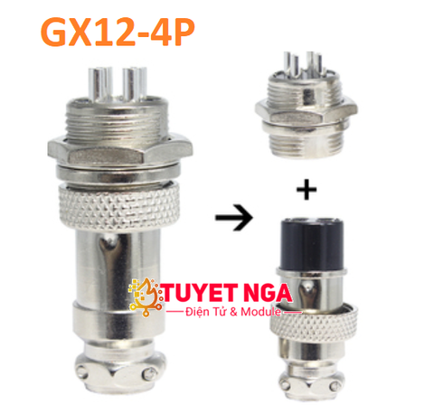 GX12-4P Jack Sắt Nối 4 (đực cái)