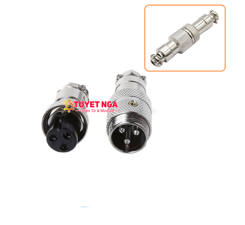 GX12-3P Jack Sắt Đực Cái Nối 3 (nắp chụp)