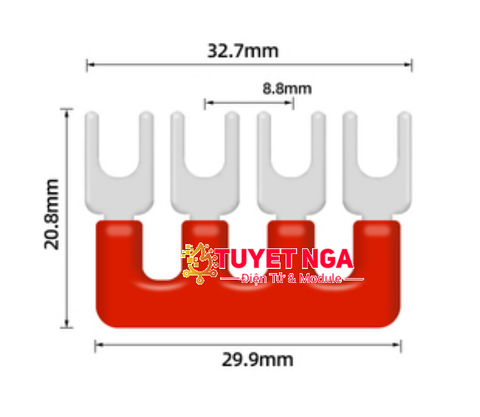 TB-1504 Dải 4 Cực 15A Nối Domino Màu Đỏ