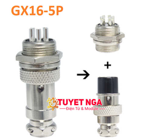 GX16-5P Jack Sắt Nối 5 (đực cái)