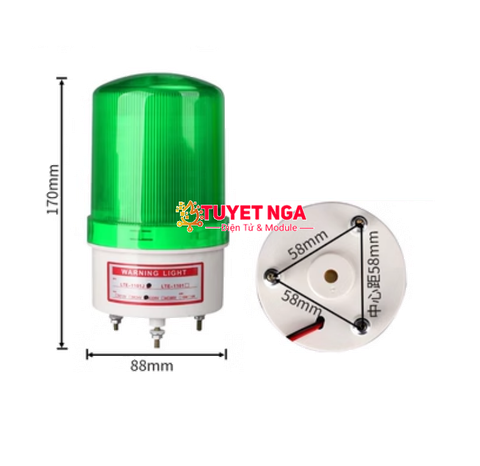 LTE-1101J Còi Báo Động Có Đèn 220V Màu Lá