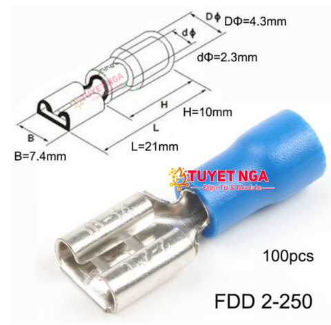 FDD2-250 Đầu Cos Cái Ghim Màu Xanh (10pcs)