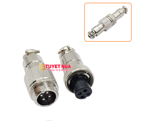 GX16-4P Jack Sắt Đực Cái Nối 4 (nắp chụp)