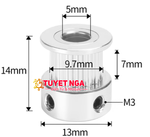 Puly GT2 16 Răng Trục 5mm