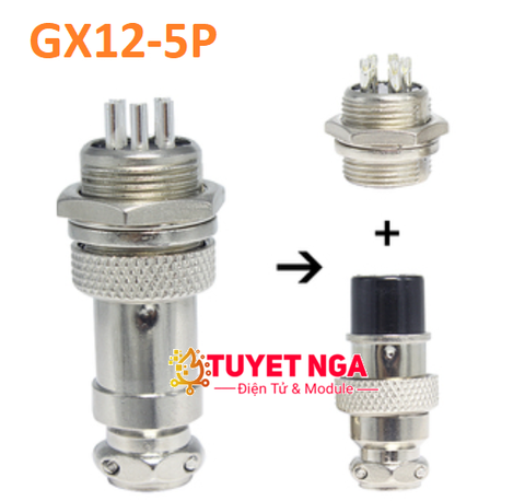 GX12-5P Jack Sắt Nối 5 (đực cái)