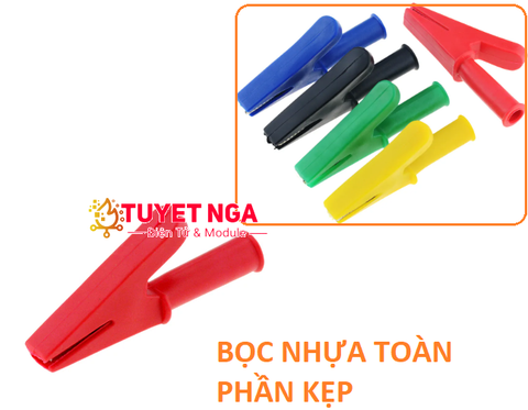 Kẹp Cá Sấu 30A Kẹp Mở 10mm Ra Bắp Chuối 4mm Đỏ (bọc nhựa)