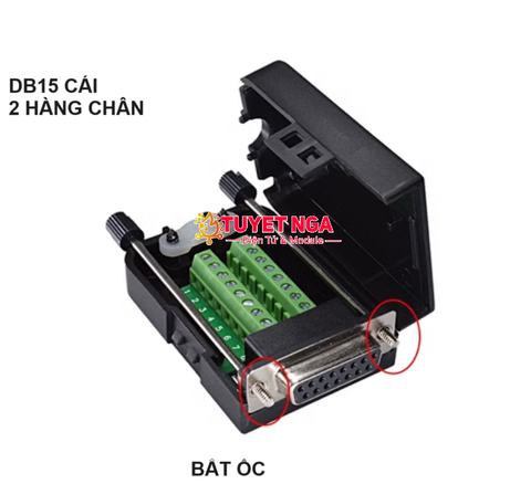 Cổng DB15 Cái Nối Dây Domino Vỏ Nhựa Có Vít 2 Hàng Chân